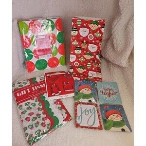 4 Med Christmas Hallmark GIFT Bags 8  Goodie Bags Tissue 4 Ornaments 4 Coasters